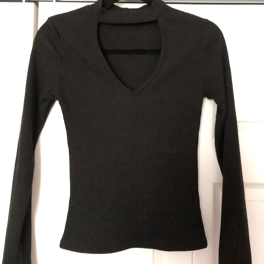 Black keyhole neckline top